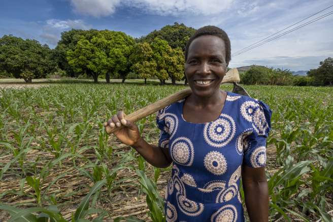 Nyarai Zirugo in her crop field in Zimbabwe